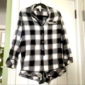 Plaid long sleeve romper